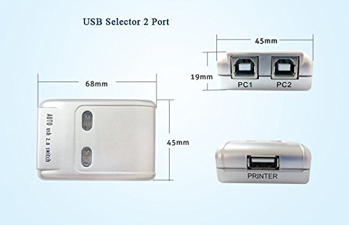 Sanoxy USB 2.0 AB Switch Box, 2 PC to 1 USB 2.0 Device (Printer, Scanner, etc...)