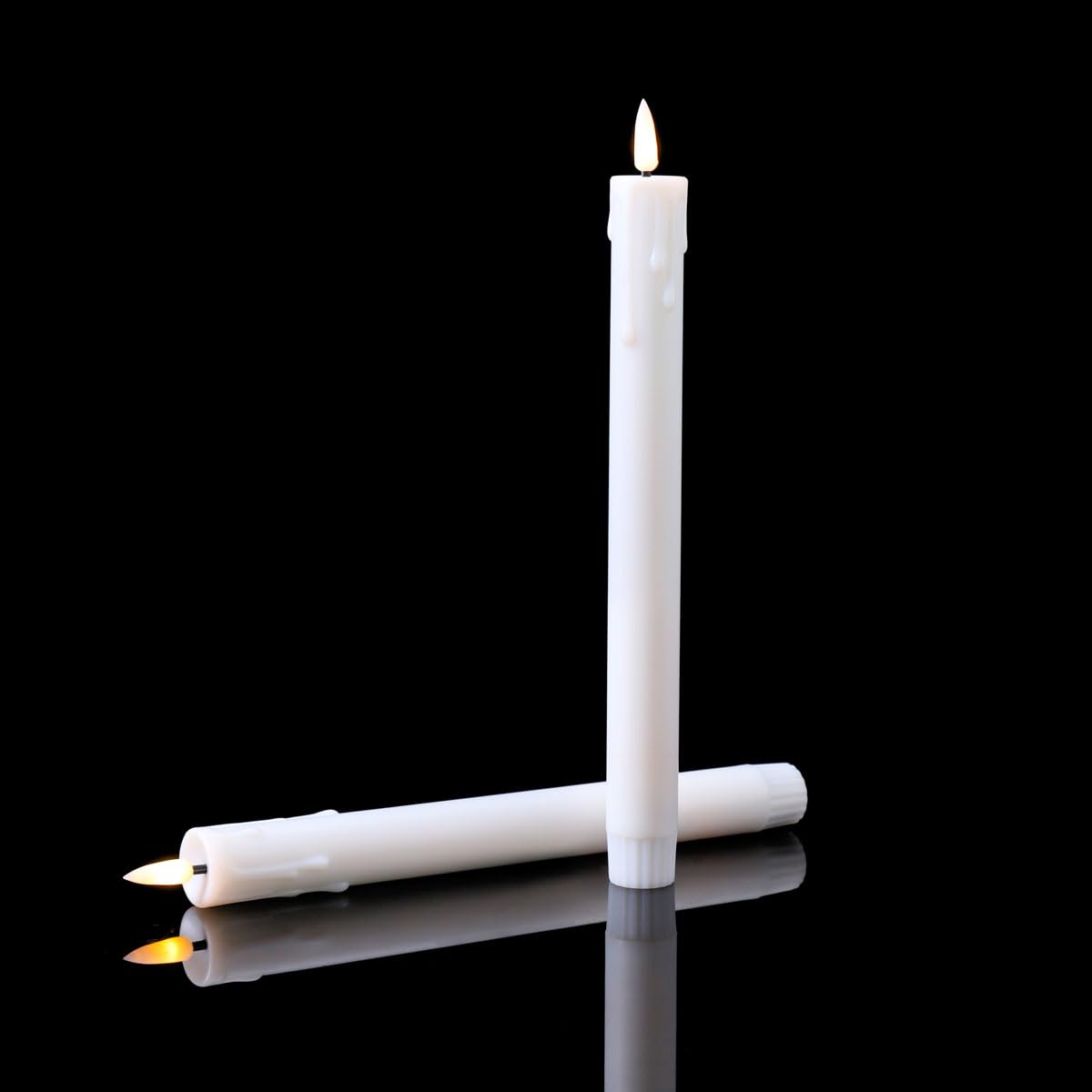 Datomarry Pack of 6 Decorative Rechargeable White Taper Candles with USB Charge Warm White Light 10 Inch,Remote Flameless Christmas LED Window