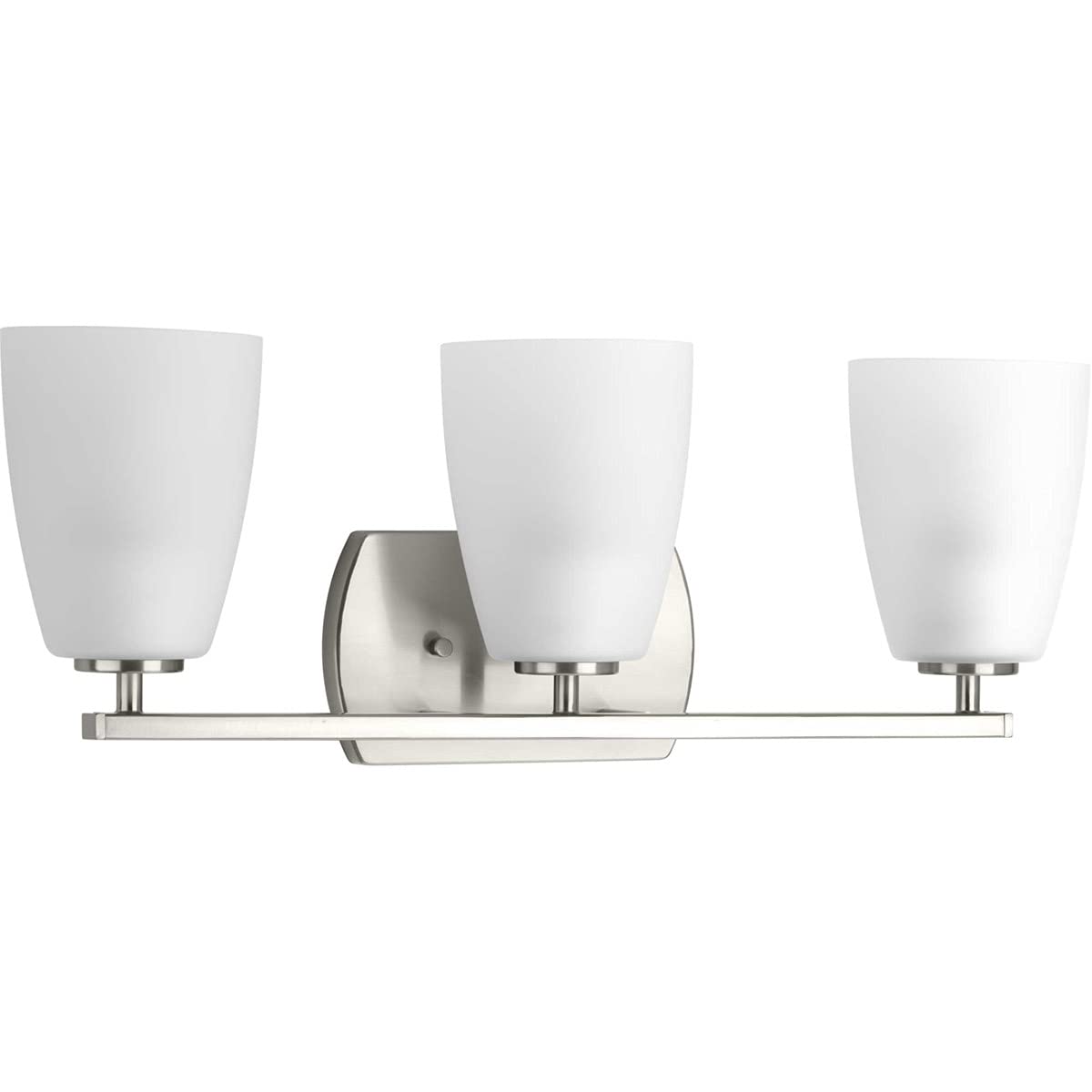 Progress Lighting Leap Collection 3-Light Etched Glass Modern Bath Vanity Light Brushed Nickel