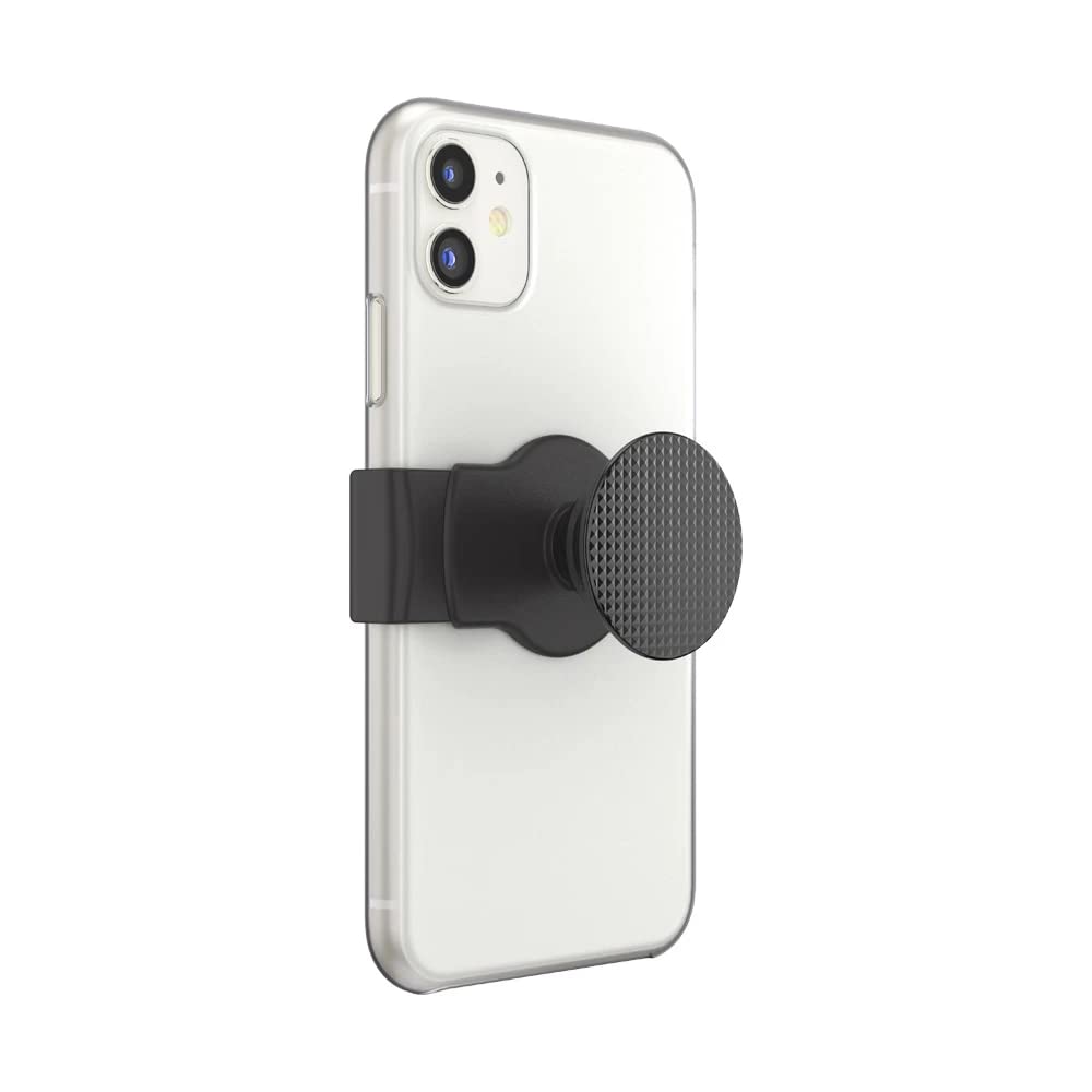PopSockets Phone Grip Slide for Phones and Cases, Sliding Phone Grip with Expanding Kickstand - Black Knurled Texture