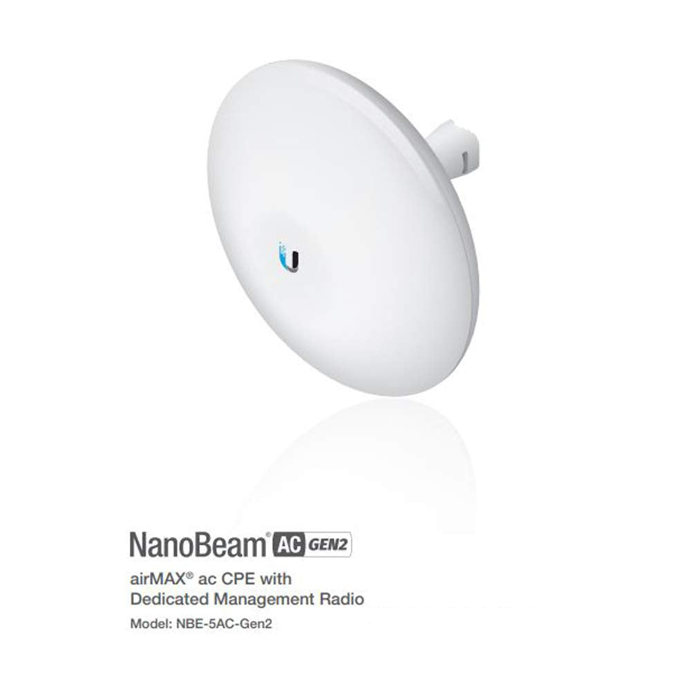 NanoBeam AC Gen2 NBE-5AC-Gen2-US 5GHz airMAX CPE with Dedicated Management Radio Bridge (2 Pack)