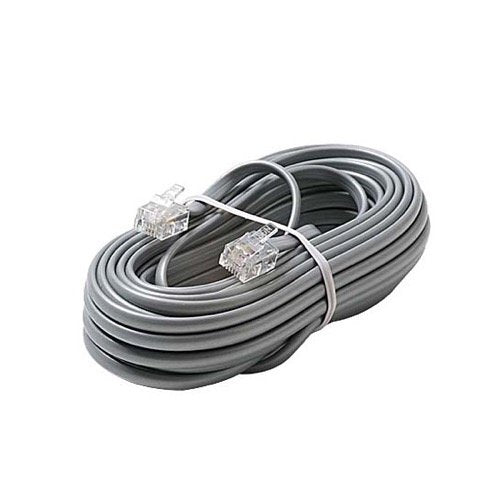 100 FT Telephone Cable Cord Flat Modular Silver Satin 4 Conductor with RJ11 Connector Each End Telephone Line Cord Cable 6P4C RJ11 4-Conductor Phone