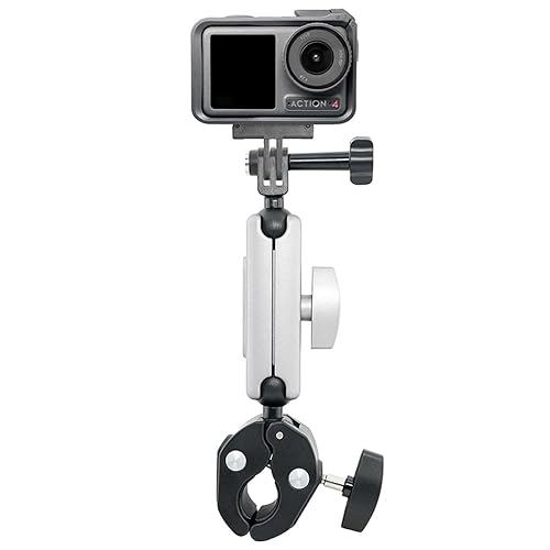MAXCAM Aluminum Alloy Motorcycle Riding Bracket Clip Compatible for DJI Osmo Action 5/4/3