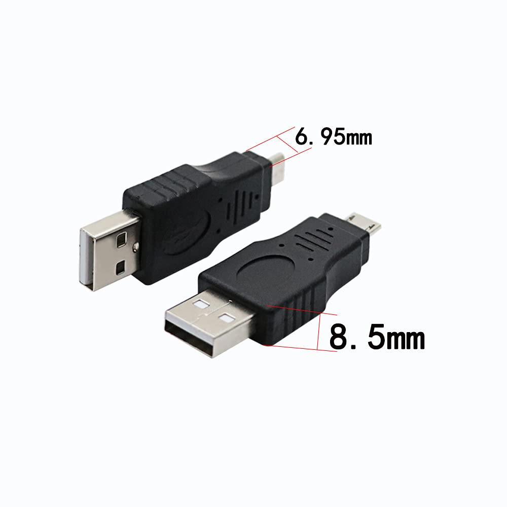 rgzhihuifz USB 2.0 Adapter A Male to Micro Male Black (3 Pack) USB a Male to Micro Male Adaptor
