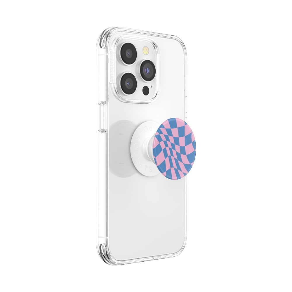 PopSockets Adhesive Phone Grip, Holder, Phone Stand, Checkered - Wavy Checker