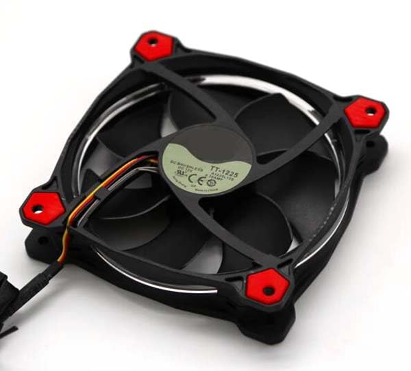 TT-1225 A1225L12S 12V 0.3A 3 Wires 3 Pins Red Led 12CM Silent Cooling Fan 120x25mm