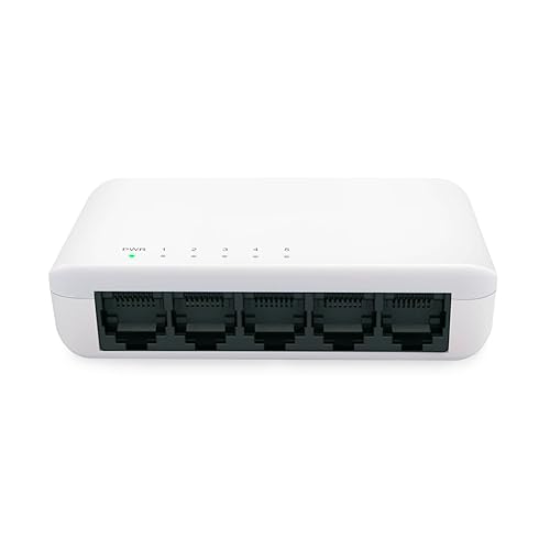 TODAAIR 5-Port Unmanaged 10/100 Mbps Ethernet Desktop Plastic Housing Switch, 5 X 10/100 Mbps Ports?Plug & Play