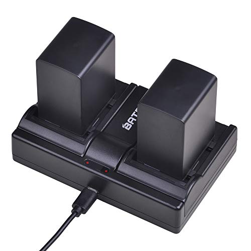 Batmax 2Pcs 2900mAh BP-828 Battery + Rapid LCD Dual Charger for Canon VIXIA HF G50, HF G60, HF G70, XA15, XA20, XA25, XA60, XA65, XA70, XA75,XA40