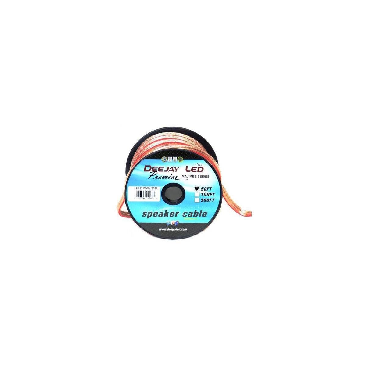 Deejay LED 50' 2-Conductor 12 Gauge Stranded Thick Speaker Hookup Cable