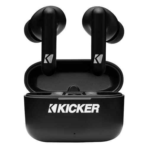 KICKER TWS2 True Wireless Earbuds, Bluetooth Earbuds with Microphone, Environmental Noise Cancelling, Wireless Earphones for Android and iOS, Fast