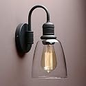 Yosoan 1-Light Vintage Wall Sconce, Black Industrial Fixture Light with Elegant Gooseneck Curved Rod, Indoor Clear Glass Shade Wall Lamp Lighting