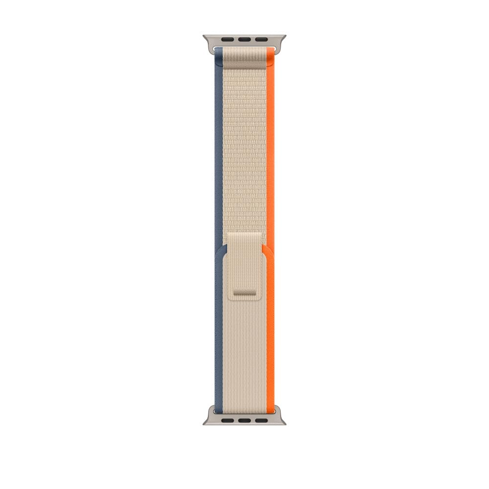 Apple Watch Band - Trail Loop (49mm) - Orange/Beige with Rugged Titanium Finish - S/M