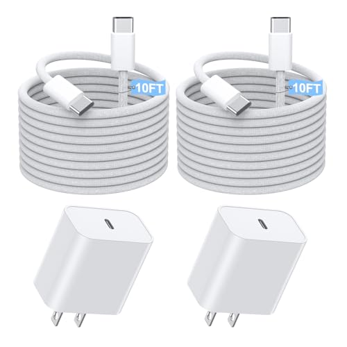 Fast Charging iPhone 17 16 15 Charger,2Pack 10 FT Long USB C Charger woven Cord with 20W USBC Fast Charger Block for iPhone 17/17 Air/17 Pro/17 Pro