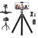 UBeesize Flexible Mini Phone Tripod, Portable and Adjustable Camera Stand Holder with Wireless Remote and Universal Clip, Compatible with Cellphones