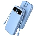 Portable Charger, 20000mAh 22.5W Fast Charging Power Bank with Built-in Cables & Wall Plug, Travel Essential External Battery Pack with LED Display