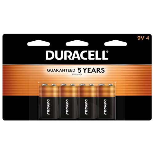 Duracell Coppertop 9V Battery, 4 Count (Pack of 1), Long-lasting All-Purpose Alkaline 9V Batteries for Household and Office Devices