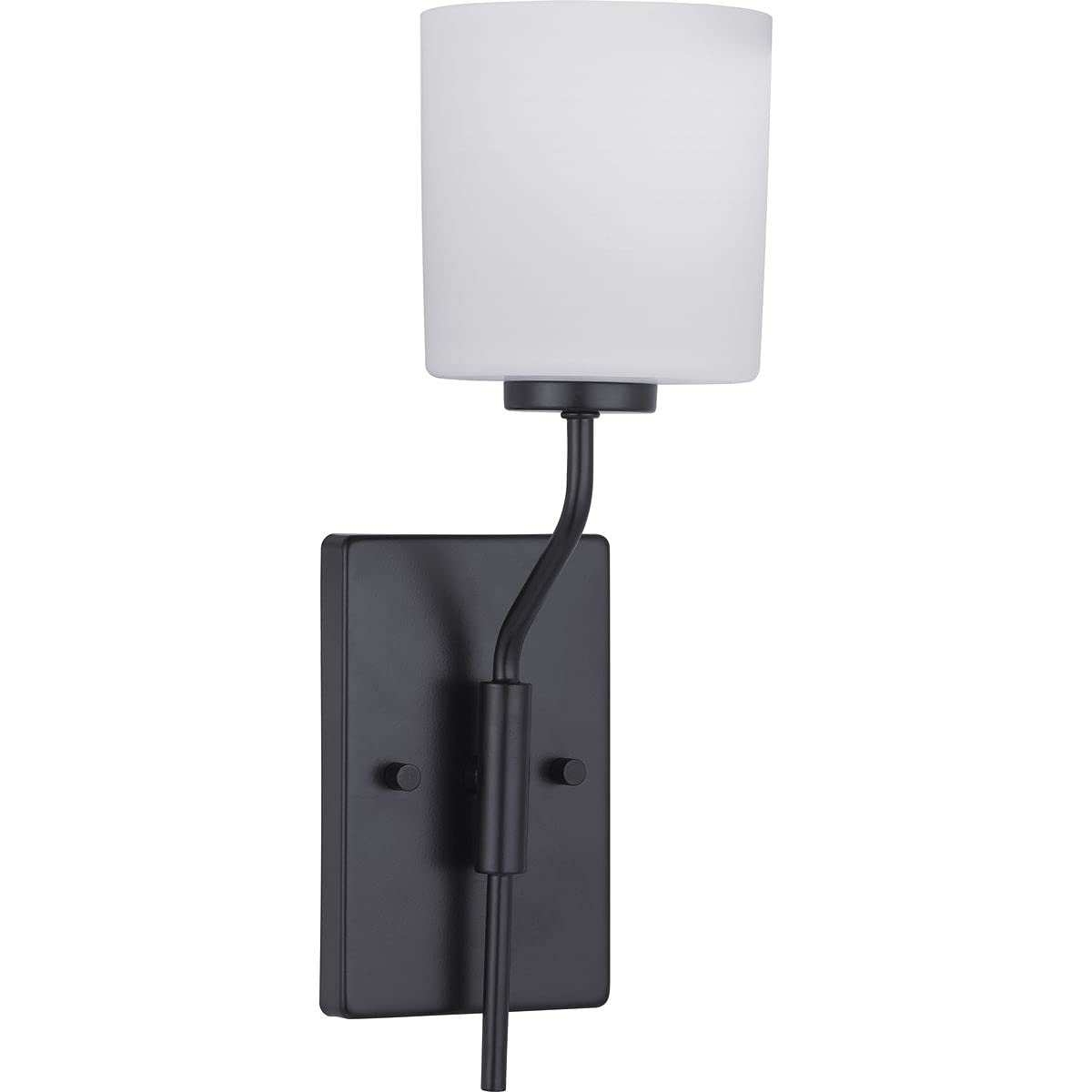 Progress Lighting Tobin Collection 1-Light Etched White Glass Modern Bath Vanity Light Matte Black