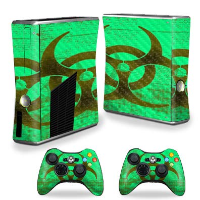 MightySkins Carbon Fiber Skin for Xbox 360 S Console - Biohazard | Protective, Durable Textured Carbon Fiber Finish | Easy to Apply, Remove,