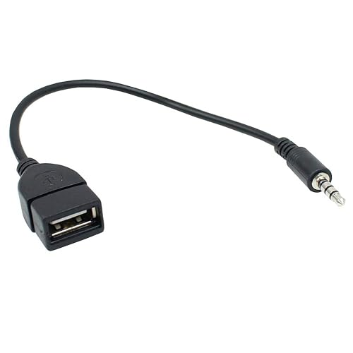 CamDesign USB 2.0 Female to Car AUX 3.5mm Male Jack Plug Audio Data Charge Cable Adapter Converter OTG Cable