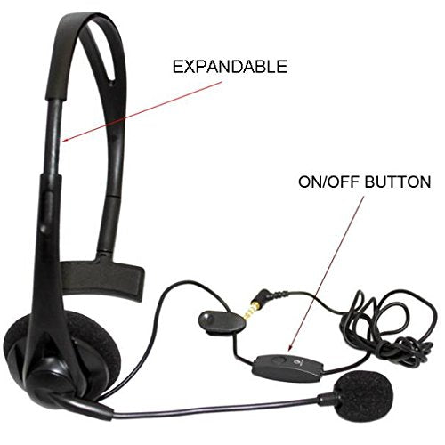 Wired Mono Headphone Earphone w Mic Headset 3.5mm Single Earbud Hands-Free Microphone Over-The-Head Compatible with BLU G90 Pro, G90 Phones