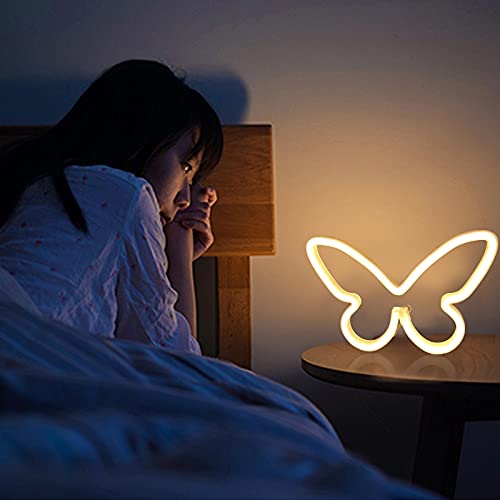 Butterfly Neon Signs Butterfly Decor Neon Lights USB or Battery Powered Indoor Wall Table LED Night Lights for Kids Girls Home Bedroom Room Party