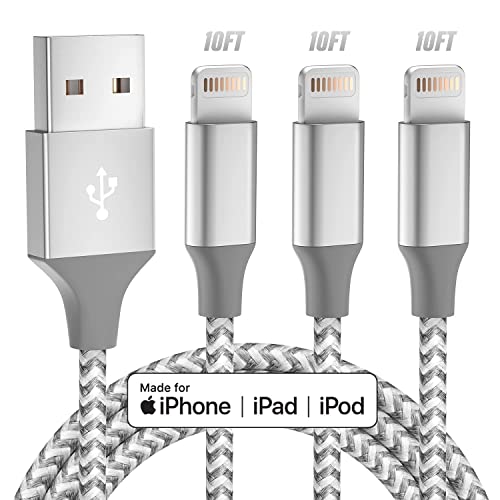 iPhone Charger 3pack 10FT Apple MFi Certified Long Lightning Cable Fast Charging High Speed Data Sync USB Cable Compatible iPhone 14/13/12/11 Pro…