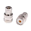 RFaha 2pcs RF coaxial Adapter Mini-UHF Male PL259 to UHF SO239 Connector(F34-2)