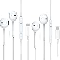 USB C Headphones Wired for iPhone 16/15, 2 Pack Type C Wired Headphones Earbuds Earphones in-Ear HiFi Stereo Sound with Mic Volume Control for iPhone…