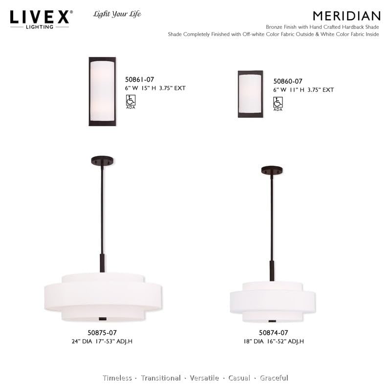 Livex Lighting 50860-07 Meridian 1-Light Wall Sconce, Bronze