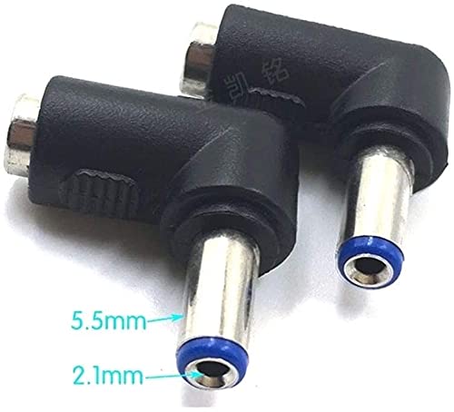 Longdex 4pcs 90 Degree 5.52.1 Mm Male Jack to 5.52.1MM Female Plug Right Angle L Shaped DC Power Connector Adapter for Laptop