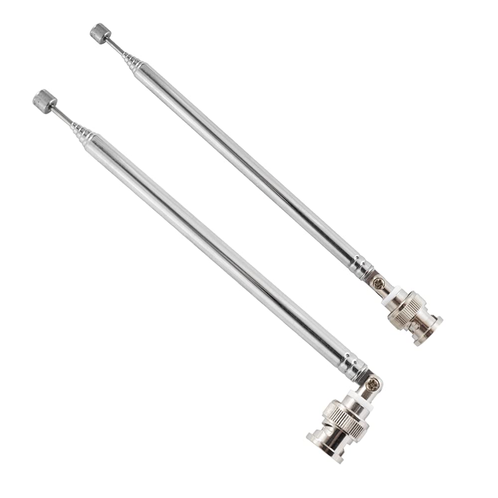 POBADY 2PCS BNC Male Connector Telescopic Antenna 7 Sections VHF UHF 68.5cm/27IN Telescopic BNC Plug Antenna for CB Radio Police Scanner Ham Radio Two