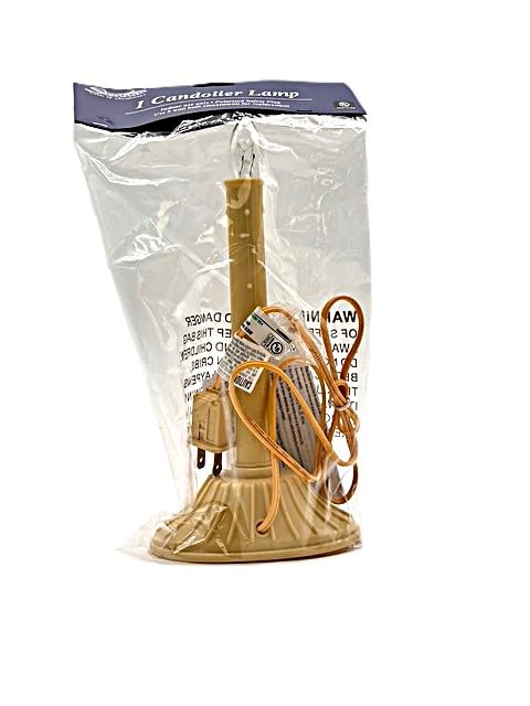 9.5" Single Yellow Ivory Candolier Christmas Indoor Candle Lamp - Clear C7 Light