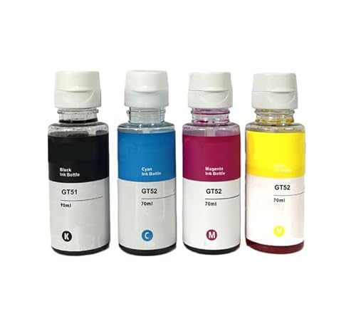 Vivid Colors Refill Ink Bottles Compatible for Deskjet GT 5810 5820, Ink Tank 310 315 Printers # GT51 GT52 4 Pack