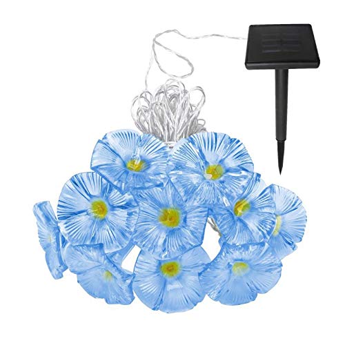 ibdone Solar LED Flower String Lights, 33FT 10 LED Waterproof Outdoor Decorative Stringed LED String Lights Morning Glory Flower