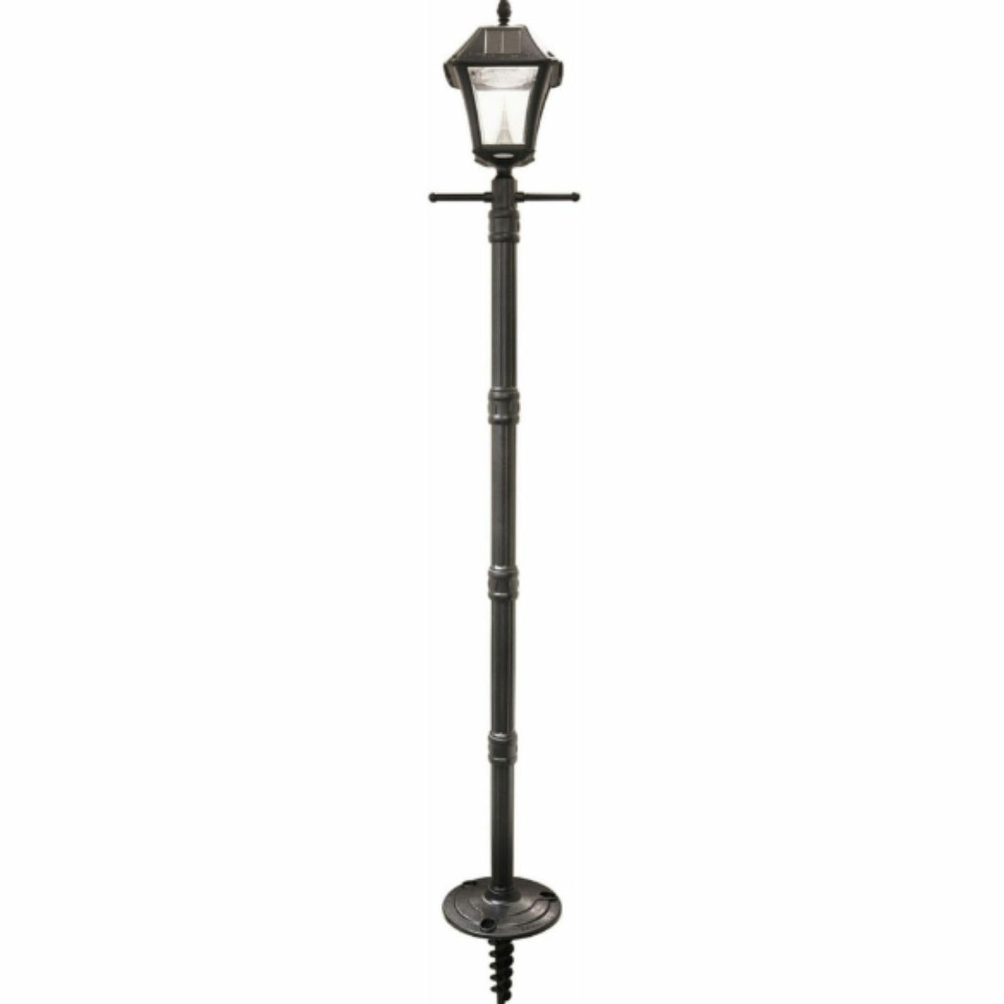 Gama Sonic Black Outdoor Solar Baytown II EZ Anchor Lamp Post, Bright White LED with EZ Anchor
