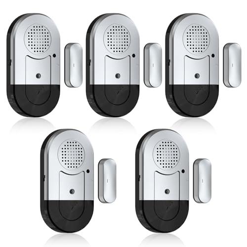 Sanjie Door Window Alarms - 5 Pack,125dB,Volume Control,Window Door Open Alarm Sensors for Kids Safety/Dementia/Pool,Wireless Sensors Keep Your Home