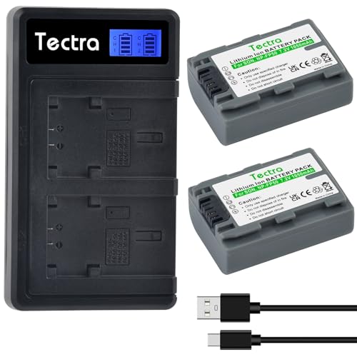 Tectra 2-Pack NP-FP50 Battery + LCD Dual Charger for Sony NP-FP30 NP-FP60 NP-FP70 DCR-DVD103 DCR-DVD105 DCR-DVD203 DCR-DVD205 DCR-DVD305 DCR-DVD92