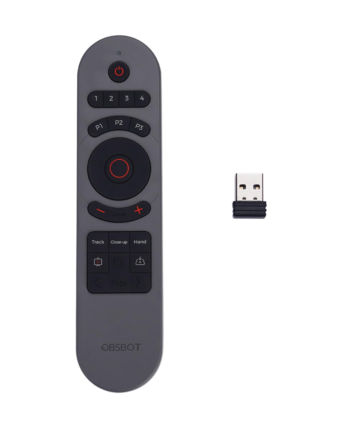 OBSBOT Tiny 2 Remote Control, Smart Remote for Tiny 2/Tiny 2 Lite/Tiny 4K/1080P Webcam, Wireless Connection via USB Receiver, Combination of Remote