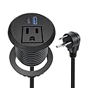20W USB-C Fast Charge Recessed Power Grommet, 2 inch Flush Mount Desk Outlet with 6.5 FT Extension Cord, Space-Saving Countertop Power Strip for Home