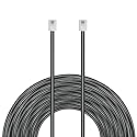 Uvital 33 Feet Telephone Landline Extension Cord Cable Line Wire with Standard RJ-11 6P4C Plugs(10M,1Pack) (Black)