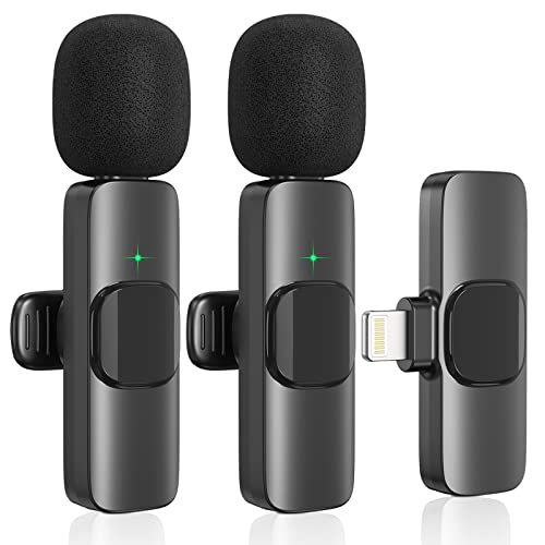 JUMAOCIO Wireless lavalier Microphone, Microphone for iPhone,2-in-1 for iPhone and iPad, Interview,Live Steam?Youtubers?Vloggers?TikTok