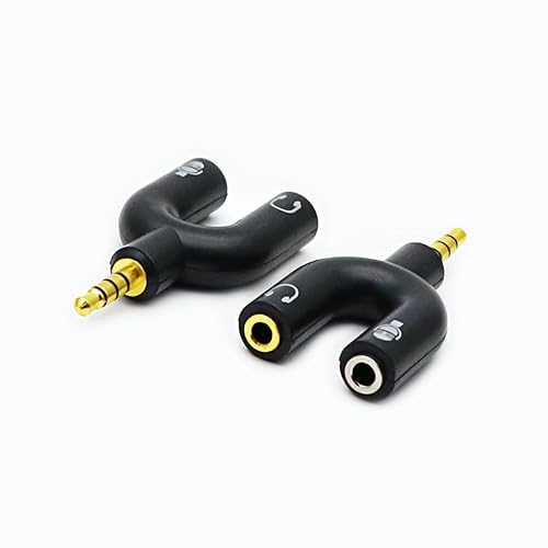 ZJKJHJY 2 Pack Headset Splitter Adapter, U Shape 3.5mm 4 Pole Male to 2 x 3 Pole Female Headphone Y Splitter