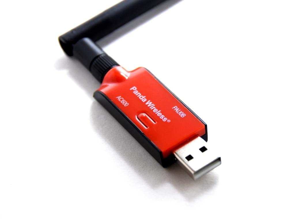 Panda Wireless PAU0B AC600 Dual Band (2.4GHz and 5GHz) Wireless N USB Adapter W/High Gain Antenna - Windows 7/8/8.1/10/11, Zorin, Mint, Ubuntu
