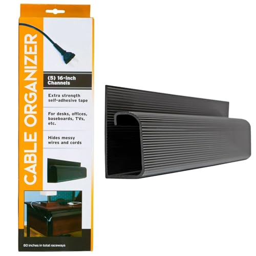 Cable Management Kit - 5-Pack 16-Inch J Channel Wire Organizers for Cords - Easy to Install Cord Hider Kit for Desk, Office, and Kitchen Use - Cable