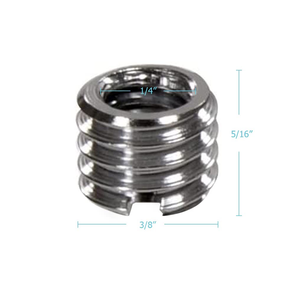 Foto&Tech Metal 1/4 inch to 3/8 inch Tripod Thread Adapter, Easy Mount Convert Screw Adapter for Tripod Monopod Ballhead, Reducer Bushing for Camera