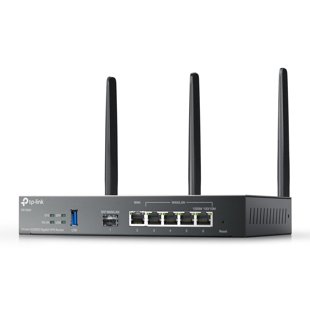 TP-Link ER706W Omada Gigabit AX3000 WiFi 6 VPN Router | 1x USB 3.0 Support USB Storage and LTE Backup with LTE dongle | Supports Omada Mesh | Easy
