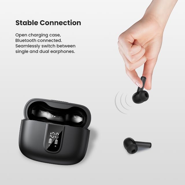HYFAI Wireless Earbuds, 2025 Bluetooth 5.4 Headphones in Ear with 4 ENC Noise Cancelling Mic,Wireless Earphones HiFi Stereo Deep Bass 40H Playtime…