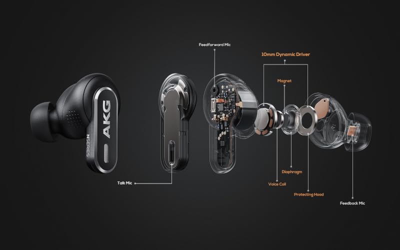 AKG N5 Hybrid - True Wireless Noise Cancelling Earbuds, 2.4GHz USB-C dongle and BT, Hi-Res Quality AKG Sound, True Adaptive Noise Cancelling, Zoom…