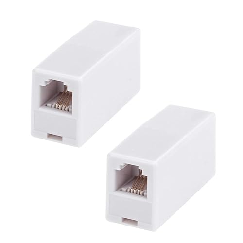 RFAdapter RJ11 Coupler, 2 Pack Telephone Phone Line Connector Coupler RJ11 6P4C Inline Keystone Jack Female to Female Straight Telephone Cable Cord