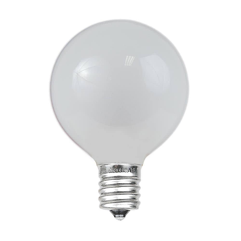 Novelty Lights 25 Pack G40 Frosted White Outdoor Globe String Light Bulbs